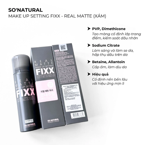 Xịt Khoá Nền So.Natural Powder4Room Real Matte Makeup Setting FIXX Dành Cho Da Dầu 75ml