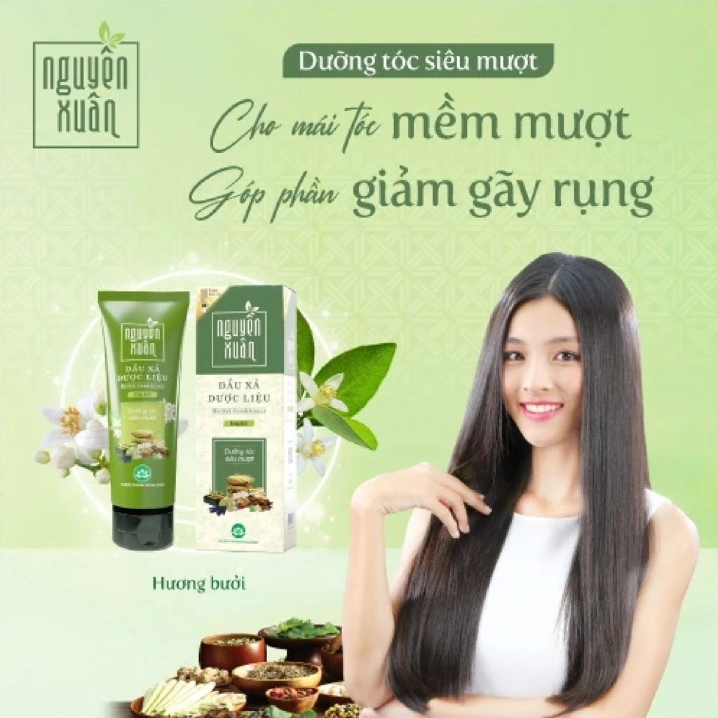 Dầu Xả Dược Liệu Nguyên Xuân Herbal Conditioner Hương Bưởi Dưỡng Tóc Siêu Mượt 150ml