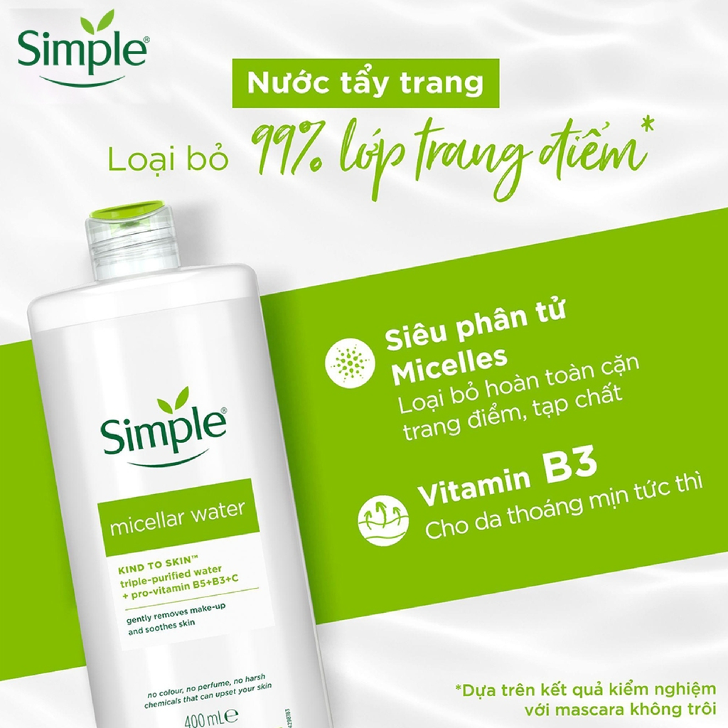 [Mua 1 Tặng 1] Sữa Rửa Mặt Simple 150ml + Nước Tẩy Trang Simple Micellar Water 200ml
