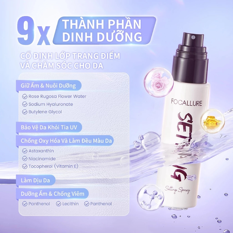 Xịt Khóa Nền Cố Định Lớp Makeup Focallure Flawless Long-Lasting Setting Spray 65ml
