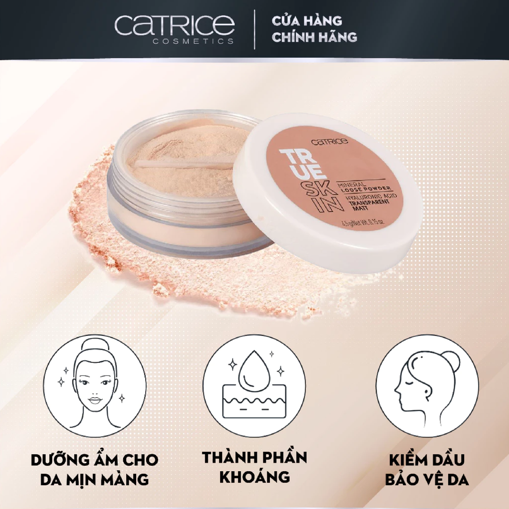 Phấn Phủ Dạng Bột Catrice True Skin Mineral Loose Powder 010 Transparent Malt 4.5g