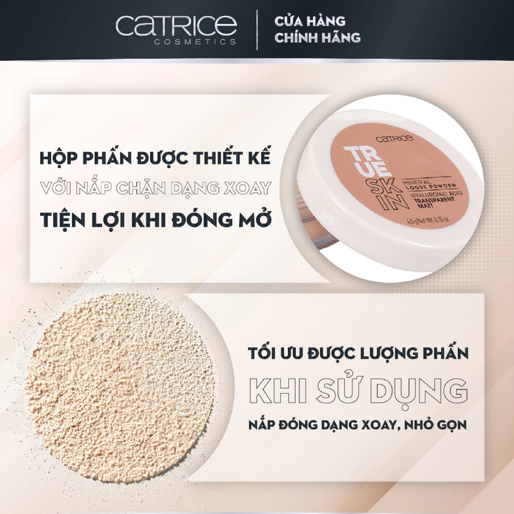 Phấn Phủ Dạng Bột Catrice True Skin Mineral Loose Powder 010 Transparent Malt 4.5g