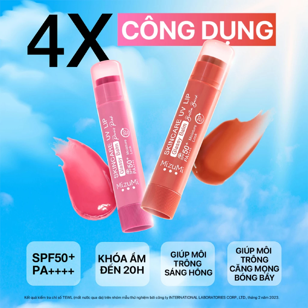 Son Dưỡng Môi Chống Nắng MizuMi Skincare UV Lip Glassy Balm SPF50+ PA++++ 3.5g