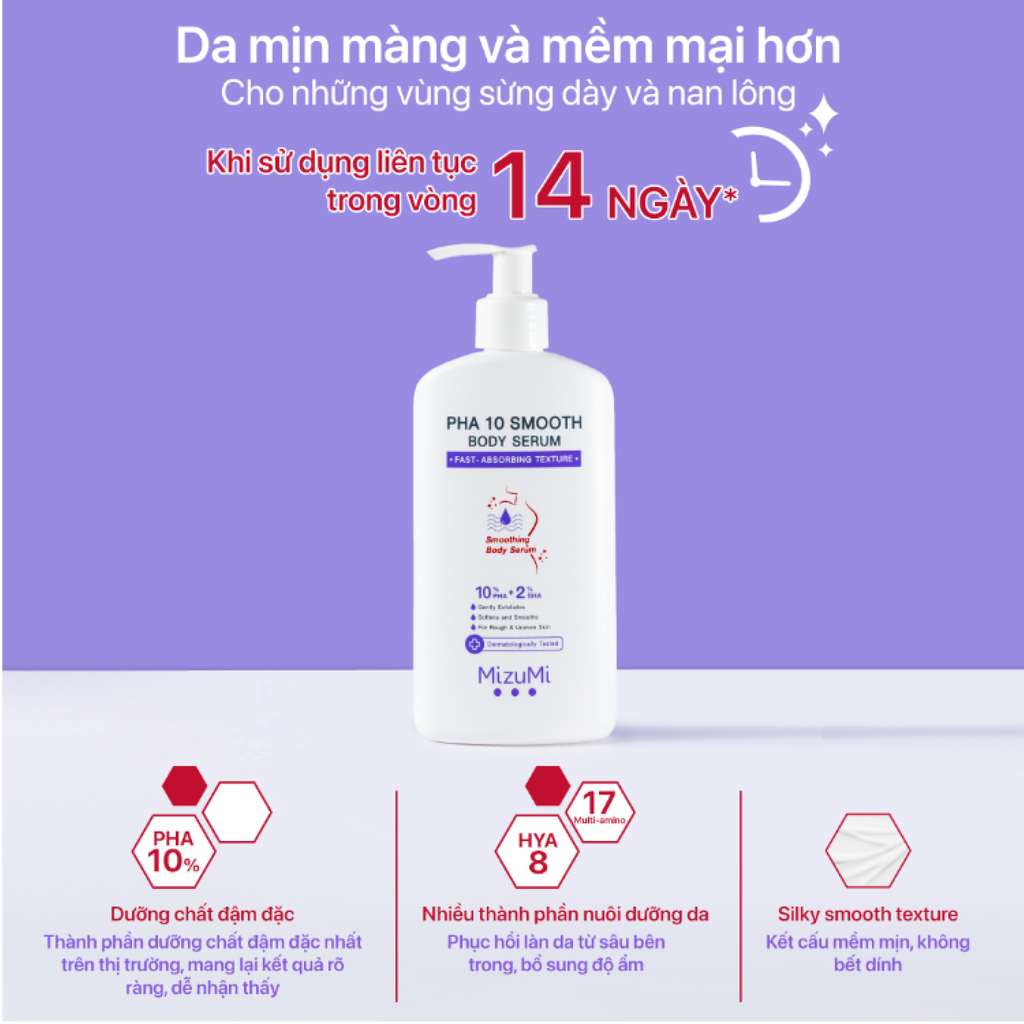 Dưỡng Thể MizuMi PHA 10 Smooth Body Serum Cấp Ẩm 250ml
