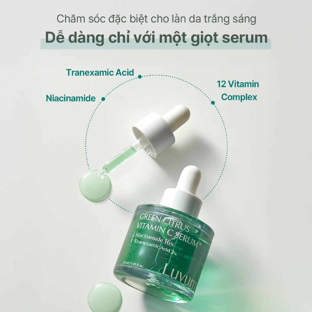 Tinh Chất Luvum Green Citrus Vitamin C Serum Plus Dưỡng Sáng Đều Màu Da 30ml