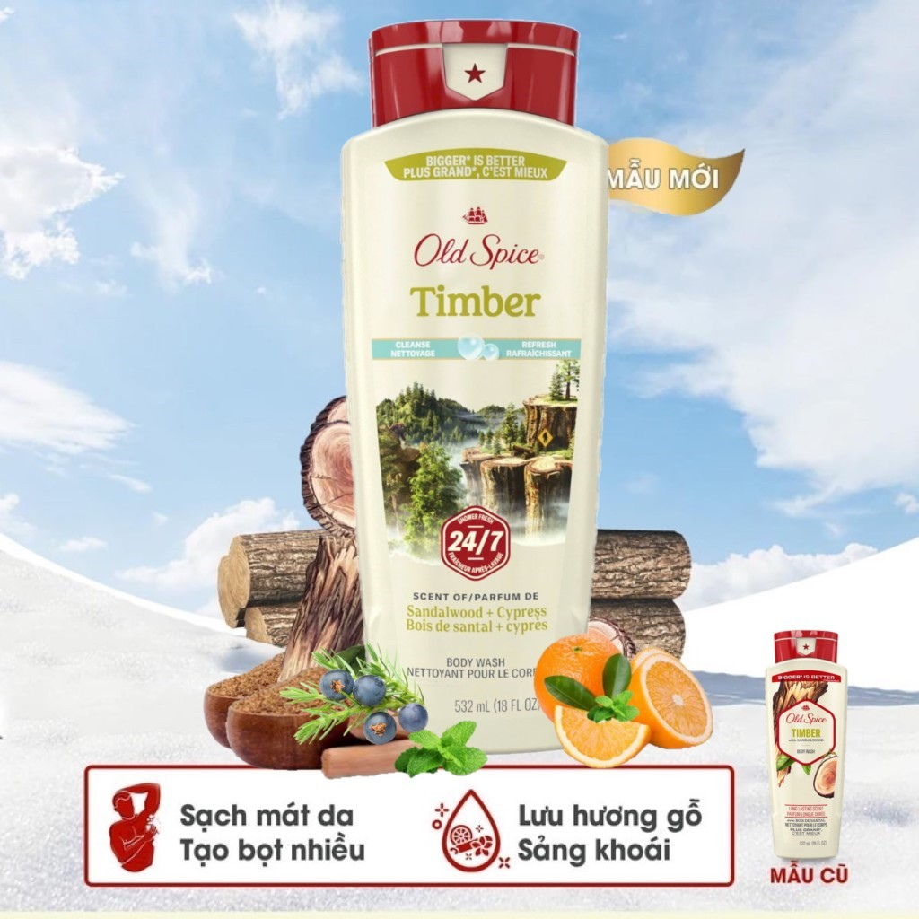 Sữa Tắm Old Spice Timber Body Wash 532ml