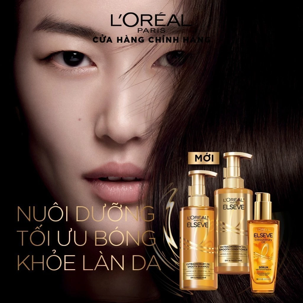 Bộ Gội Xả L'Oreal Paris Elseve Extraordinary Oil Smooth Dưỡng Tóc Suôn Mượt 440ml x 2