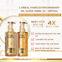Bộ Gội Xả L'Oreal Paris Elseve Extraordinary Oil Smooth Dưỡng Tóc Suôn Mượt 440ml x 2