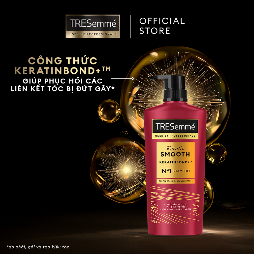 Bộ Gội Xả TRESemmé Keratin Smooth KeratinBond+ Shampoo & Conditoner Dưỡng Tóc Suôn Mượt (640g + 620g)
