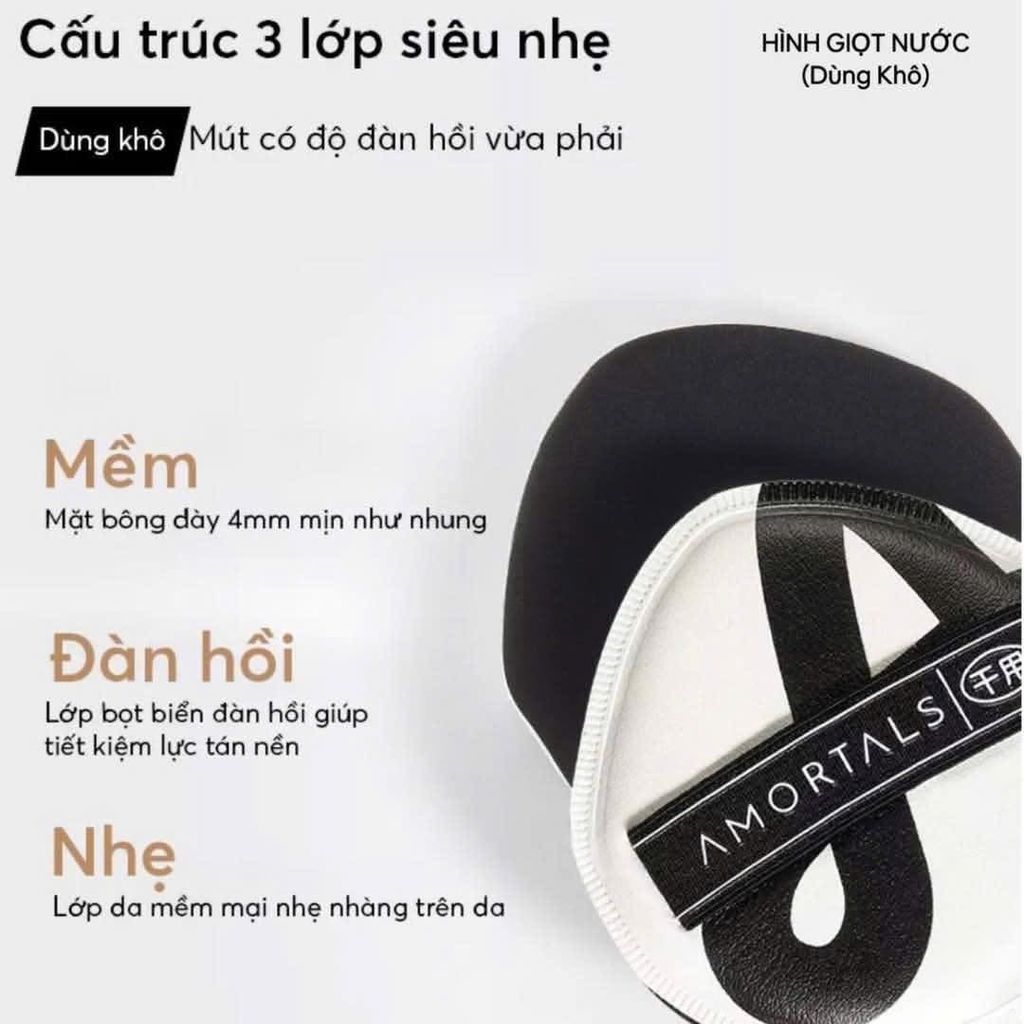 Bộ 2 Bông Mút Trang Điểm Amortals Double A - Amortals Dual-A Powder Pufff Set Kèm Hộp Đựng