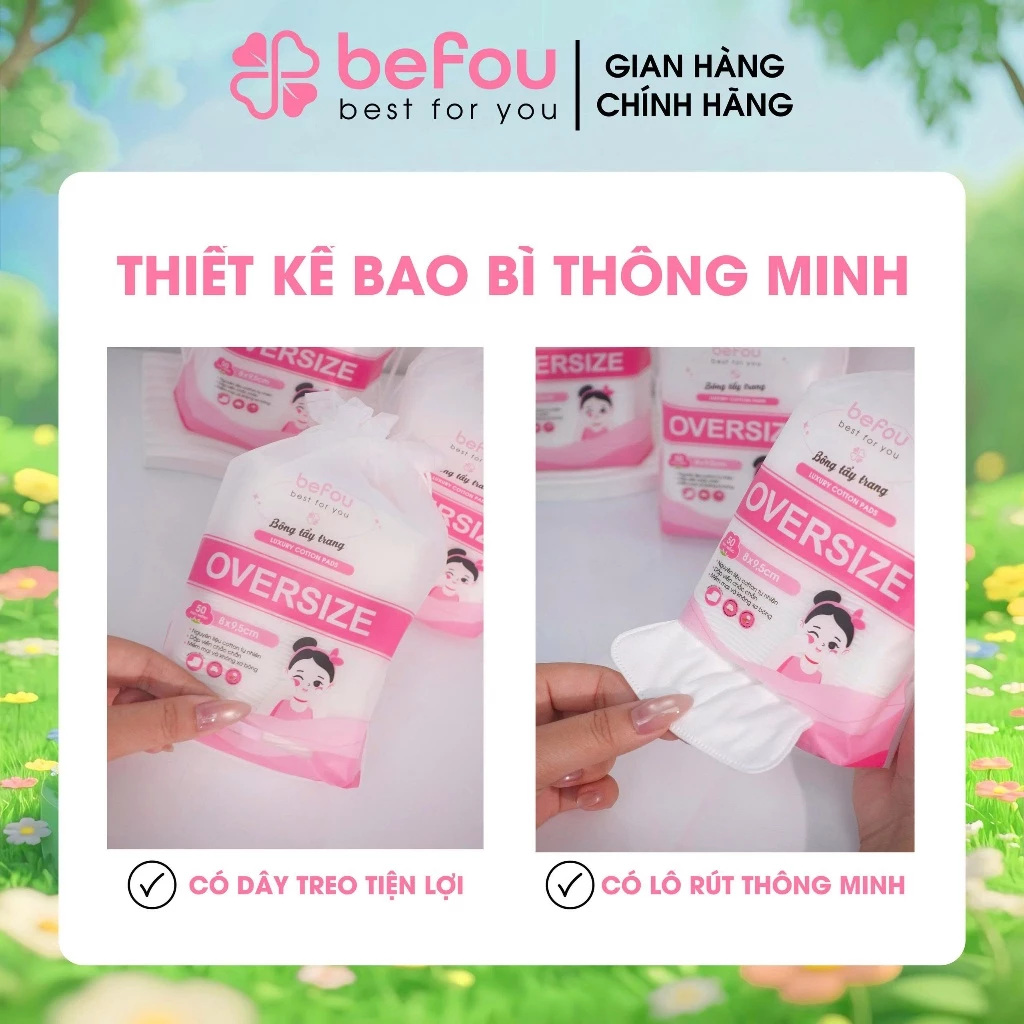 Bông Tẩy Trang Befou 100% Cotton Mềm Mại