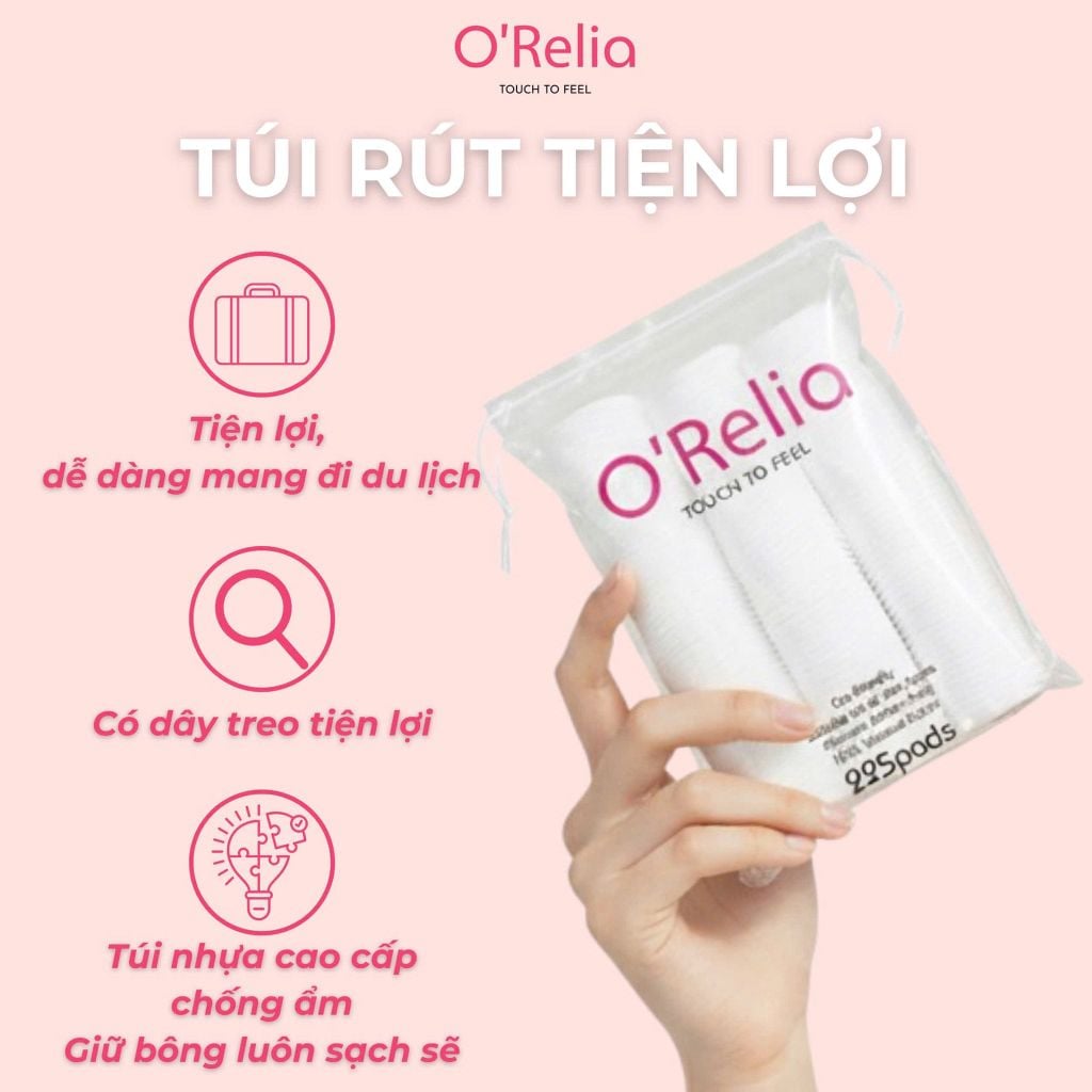 Bông Tẩy Trang O'Relia Touch To Feel 100% Bông Tự Nhiên
