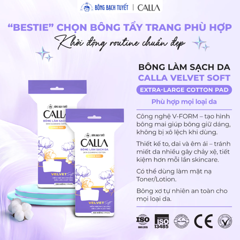 Bông Tẩy Trang Calla Velvet Soft (Túi 100 Miếng)