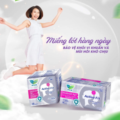 Băng Vệ Sinh Laurier Hàng Ngày Phân Tử Bạc Khử Mùi Ultra Thin Pantyliner Active Fit Deodorant AG+ 18 Miếng