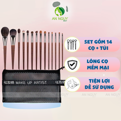 Bộ Cọ 14 Cây OVW Make Up Artist Kèm Túi Lưới