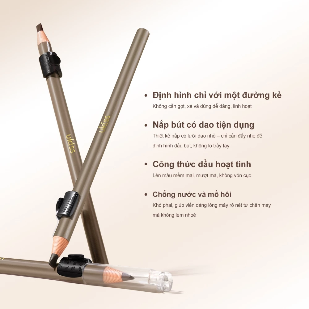Chì Xé Kẻ Mày Ukiss One-Pull No-Shave Eyebrow Pencil 3.8g