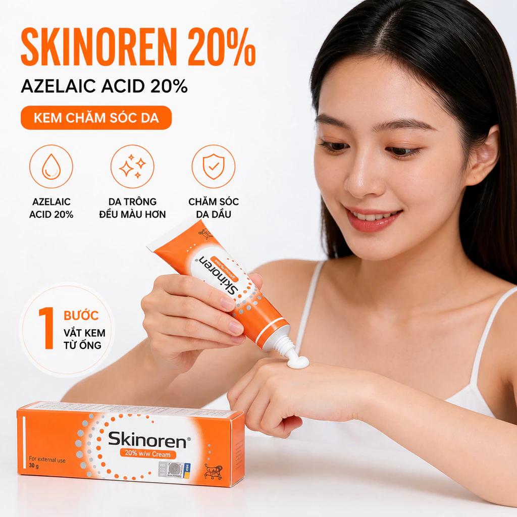 Kem Chấm Mụn Skinoren Cream Acid Azelaic 20% Giảm Mụn Mờ Thâm 30g