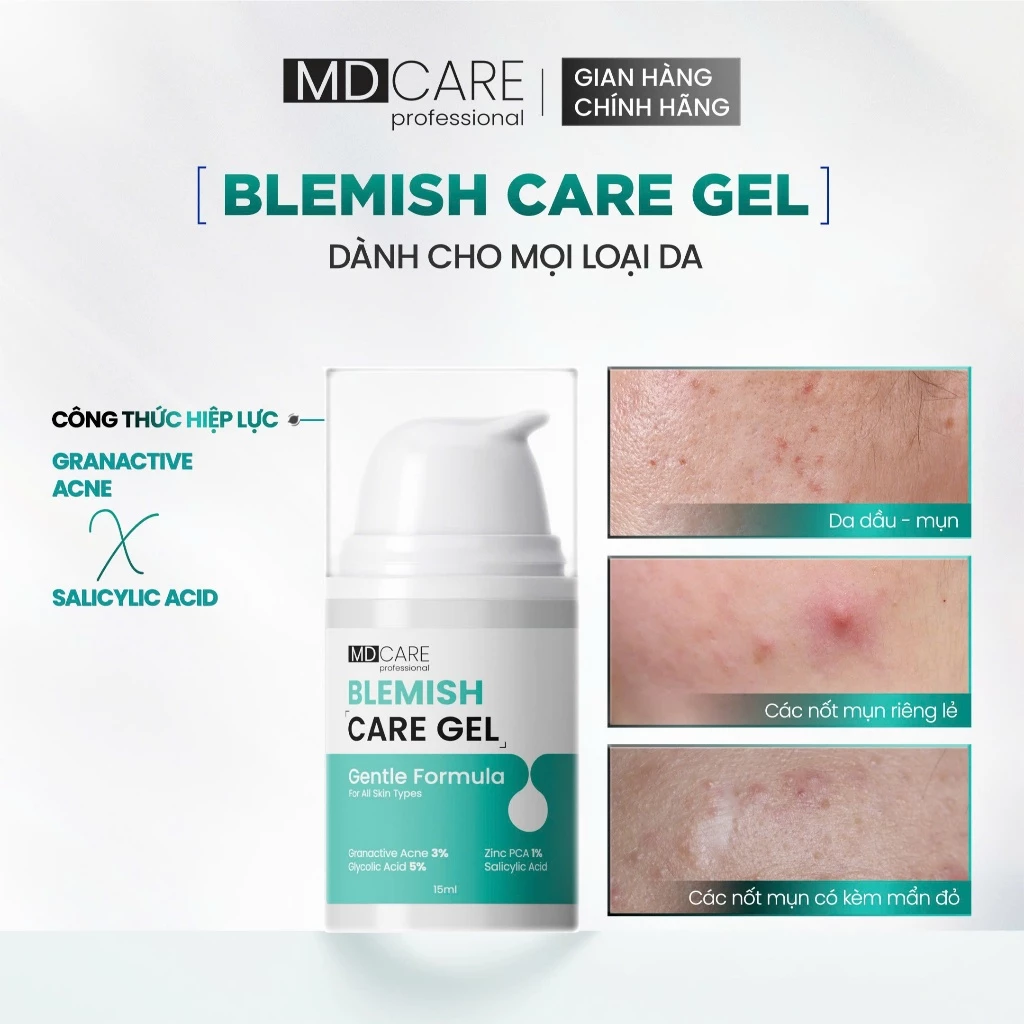 Gel Chấm Mụn MD Care Blemish Care Gel Hỗ Trợ Làm Dịu Và Cải Thiện Mụn Viêm 15ml