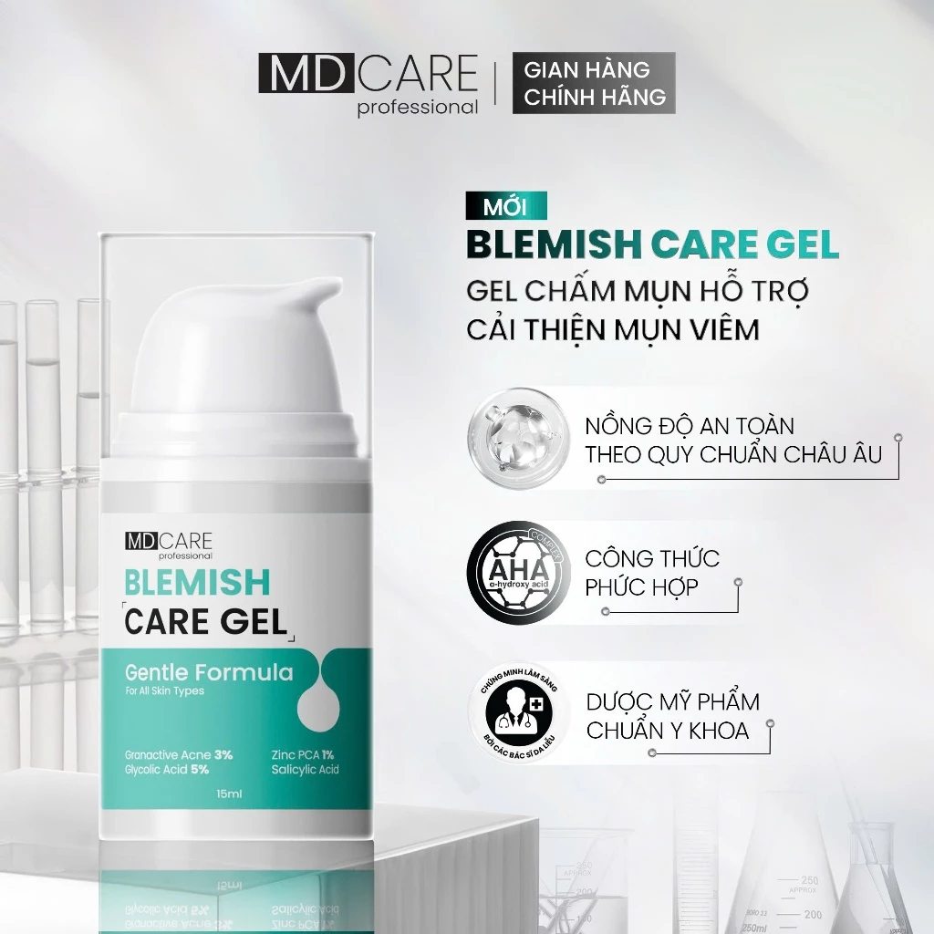 Gel Chấm Mụn MD Care Blemish Care Gel Hỗ Trợ Làm Dịu Và Cải Thiện Mụn Viêm 15ml