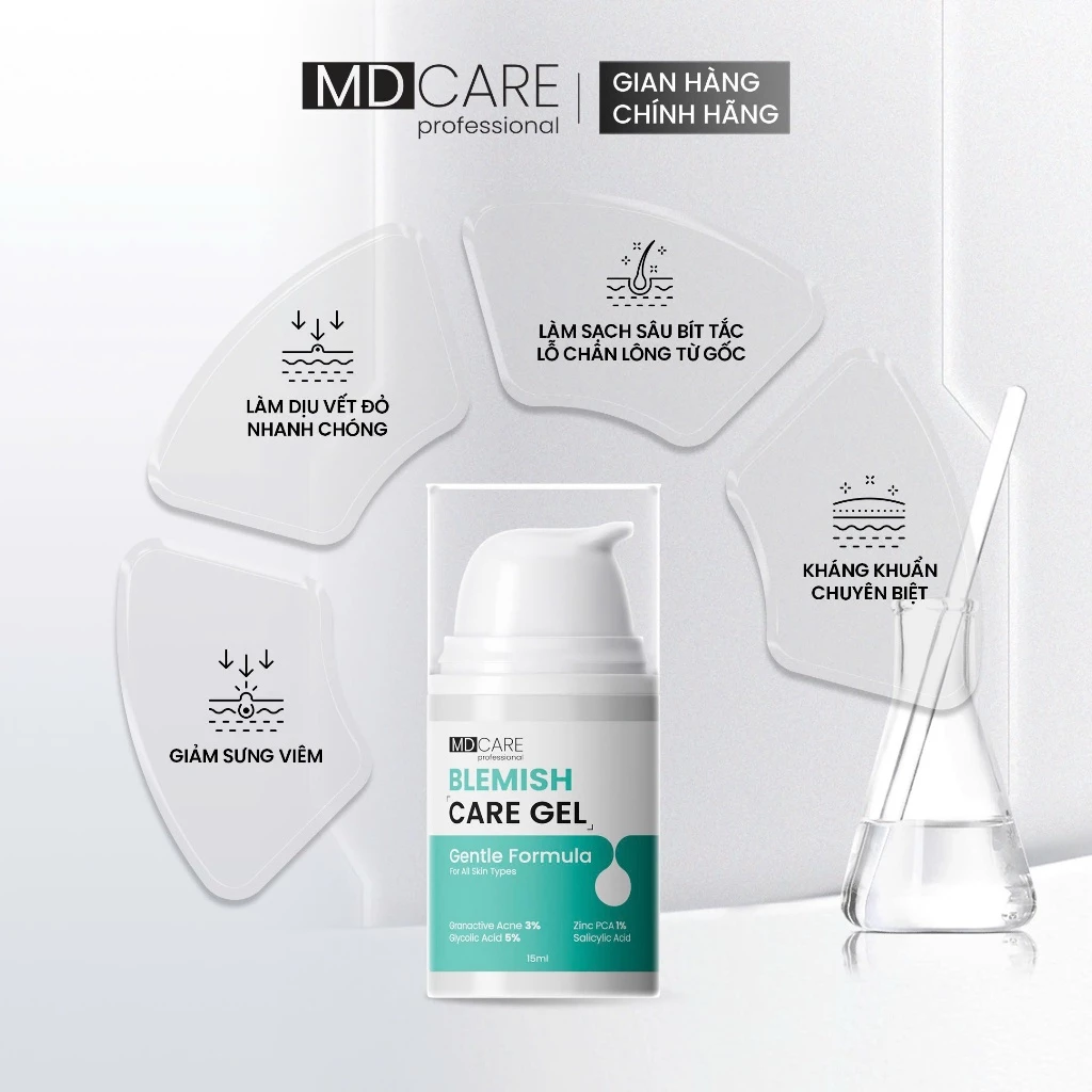 Gel Chấm Mụn MD Care Blemish Care Gel Hỗ Trợ Làm Dịu Và Cải Thiện Mụn Viêm 15ml