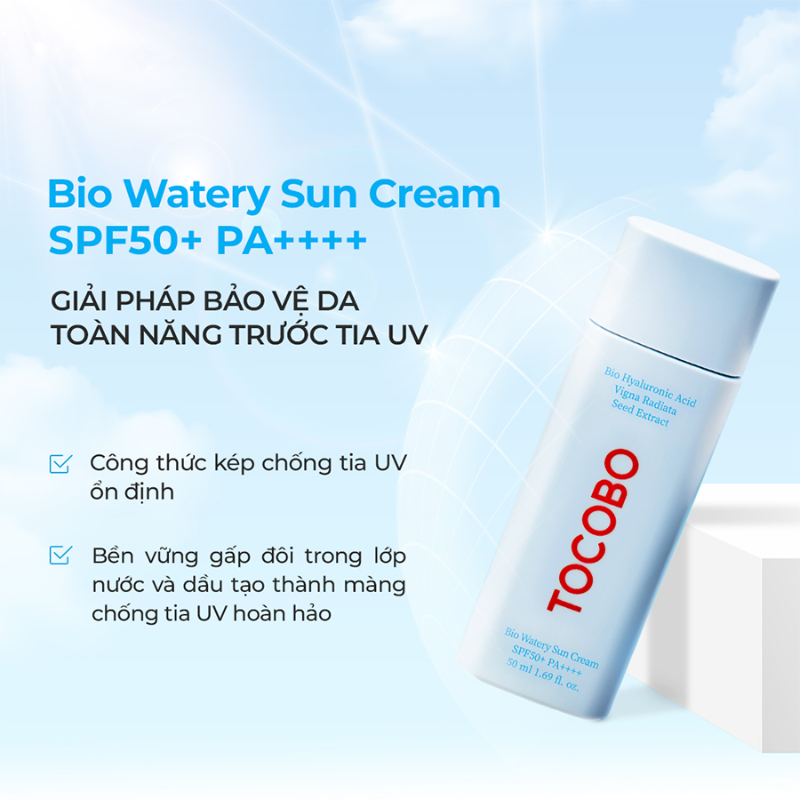 Kem Chống Nắng Thuần Chay, Dưỡng Ẩm Tocobo Bio Watery Sun Cream SPF 50 PA++++ 50ml