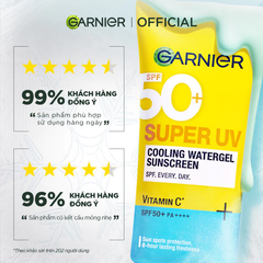 Kem Chống Nắng Garnier Super UV Cooling Watergel Sunscreen SPF50+ PA++++ Tươi Mát Da 30ml