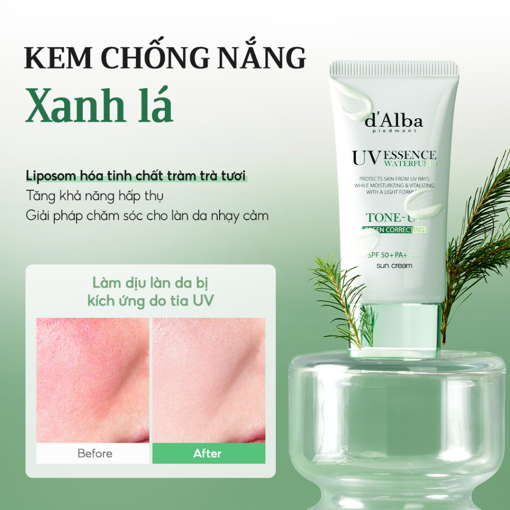 Kem Chống Nắng d'Alba UV Essence Waterfull+ Tone Up SPF50+ PA++++ Sun Cream Nâng Tone 50ml
