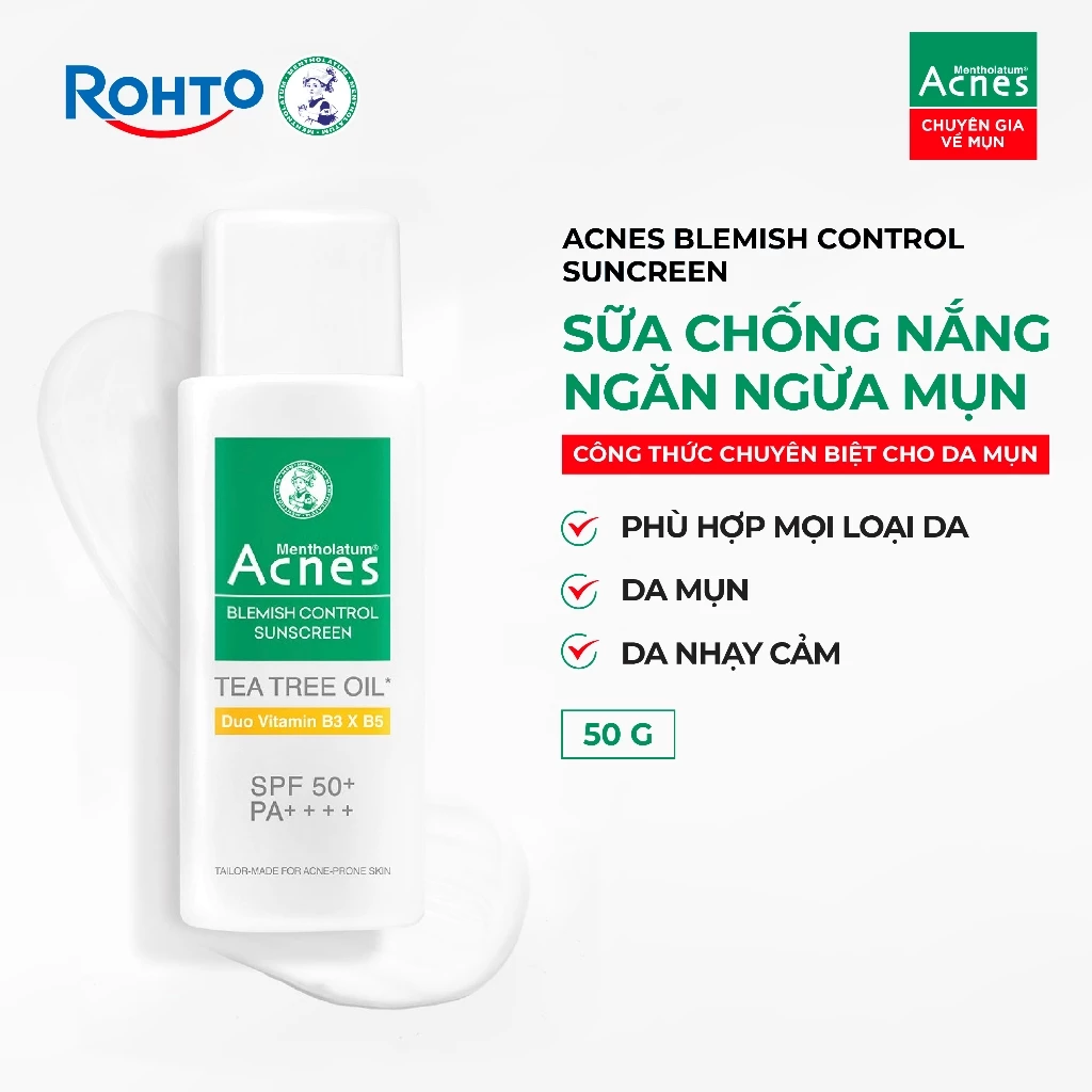 Sữa Chống Nắng Acnes Blemish Control Sunscreen Ngăn Ngừa Mụn Cho Da Mụn, Nhạy Cảm SPF 50+ PA++++ 50g