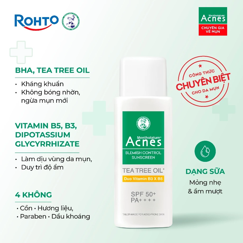 Sữa Chống Nắng Acnes Blemish Control Sunscreen Ngăn Ngừa Mụn Cho Da Mụn, Nhạy Cảm SPF 50+ PA++++ 50g