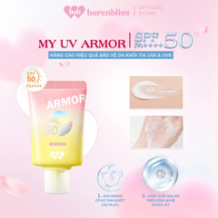 Kem Chống Nắng Barenbliss My UV Armor SPF50 PA++++ Chống Tia UVA Nâng Tone Kiềm Dầu 30ml
