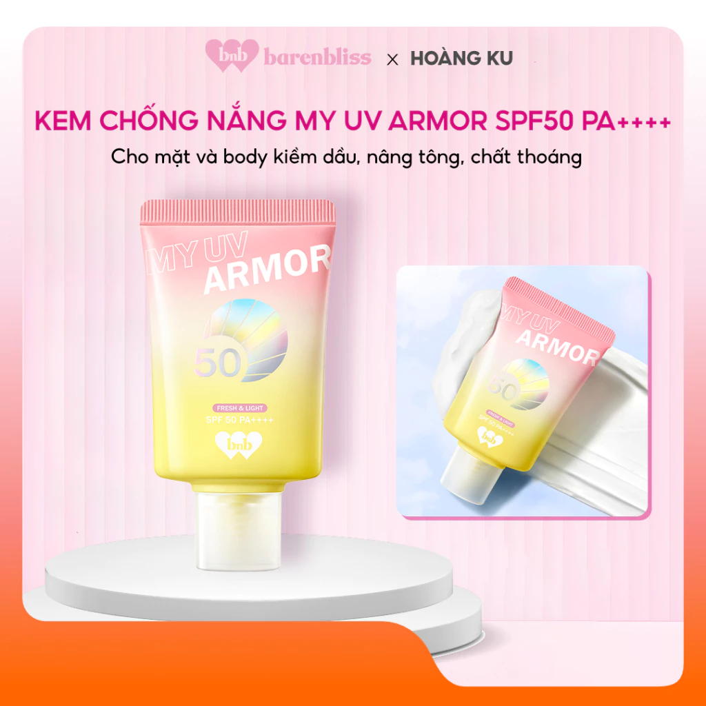 Kem Chống Nắng Barenbliss My UV Armor SPF50 PA++++ Chống Tia UVA Nâng Tone Kiềm Dầu 30ml