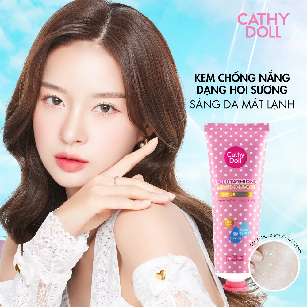 Kem Chống Nắng Cathy Doll L-Glutathione Magic Cream SPF50/PA+++ Giảm Nhiệt Độ, Dưỡng Sáng Da Body 138ml