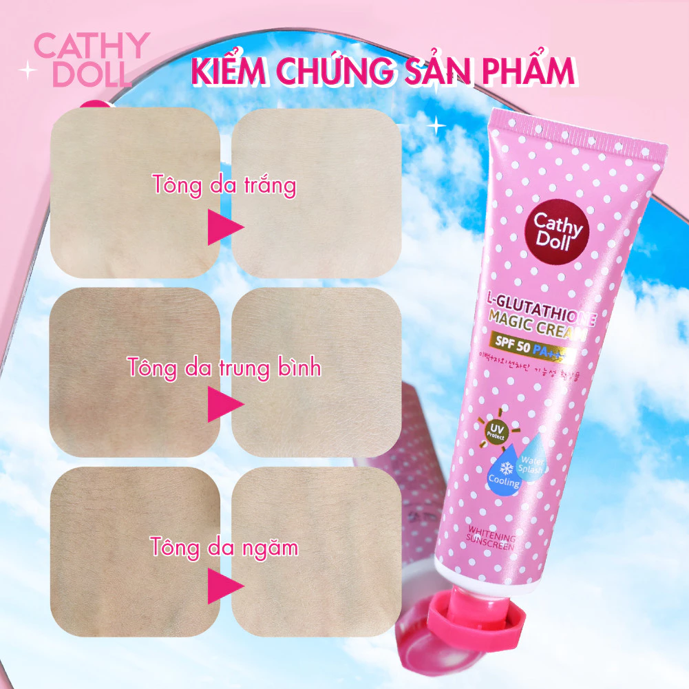 Kem Chống Nắng Cathy Doll L-Glutathione Magic Cream SPF50/PA+++ Giảm Nhiệt Độ, Dưỡng Sáng Da Body 138ml
