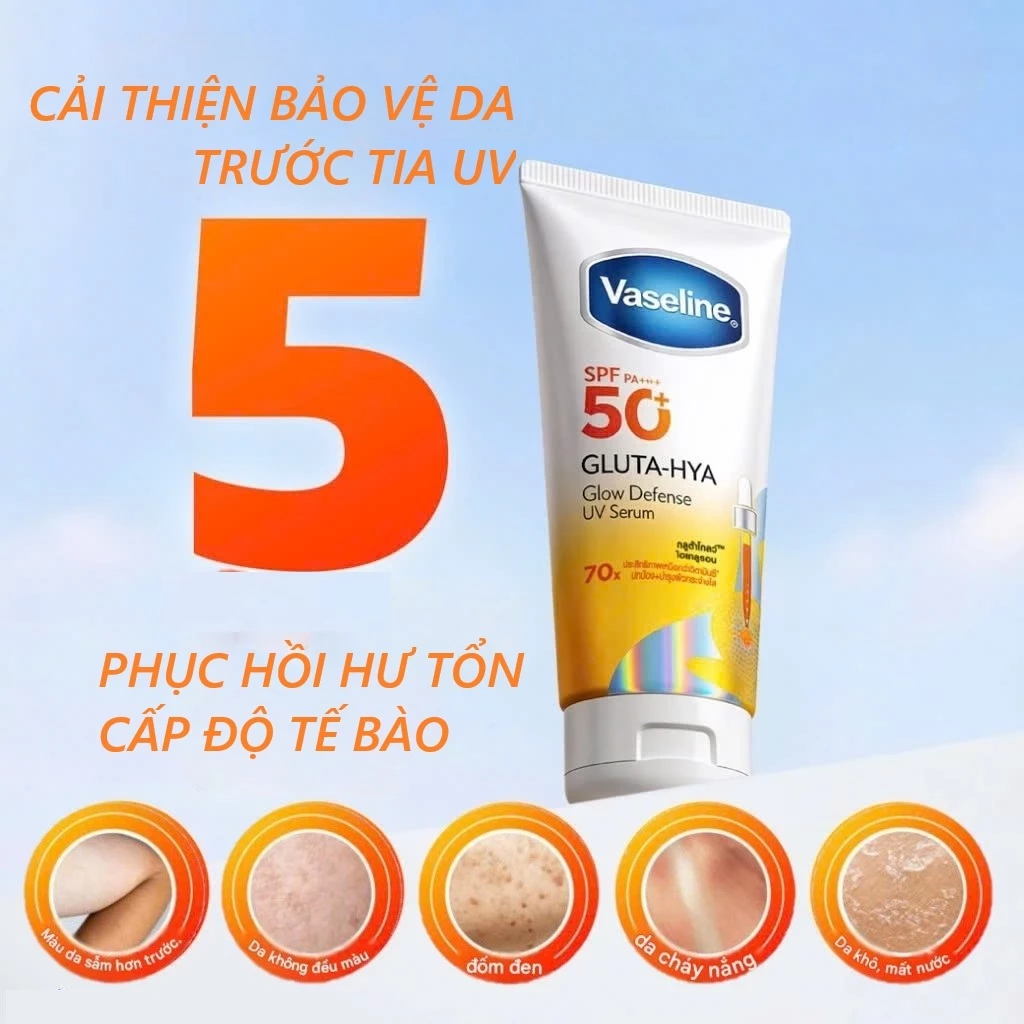 Dưỡng Thể Chống Nắng Vaseline Gluta-Hya Glow Defense UV Serum SPF50+ PA++++ 260ml
