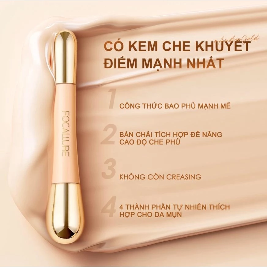 Che Khuyết Điểm Kèm Cọ Che Phủ Cao Focallure Soft Matte Complete Concealer 8g