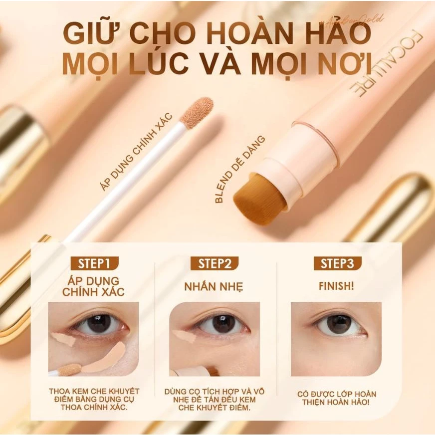 Che Khuyết Điểm Kèm Cọ Che Phủ Cao Focallure Soft Matte Complete Concealer 8g