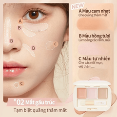 Bảng Che Khuyết Điểm 3 Màu Judydoll Moisturizing Three-Color Concealer Palette Che Phủ Cao 2.7g