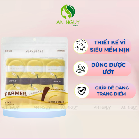 Set 8 Bông Mút Trang Điểm Tự Xé Amortals Farmer