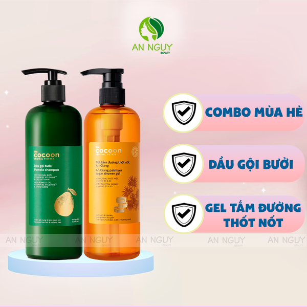 Combo Cocoon Mùa Hè Dầu Gội Bưởi + Gel Tắm Đường Thốt Nốt An Giang