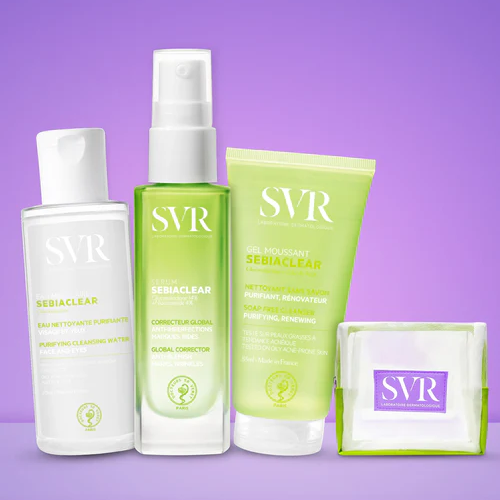 Combo 3 Món SVR Sebiaclear Cho Da Dầu (Tinh Chất 30ml + Nước Tẩy Trang 75ml + Gel Rửa Mặt 55ml + Túi Lưới)