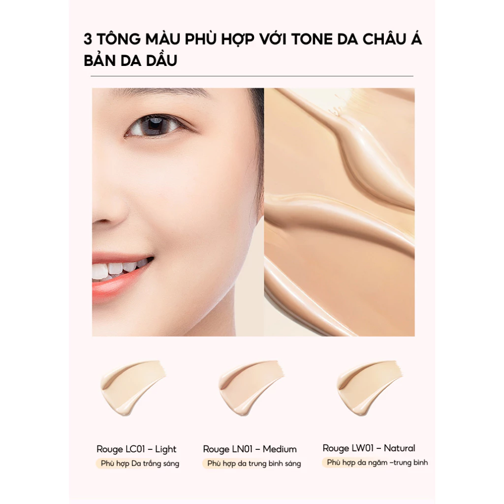 Cushion + Phấn Phủ Nén Menow Rouge Light Makeup Powder Cushion Cream 2In1 17g