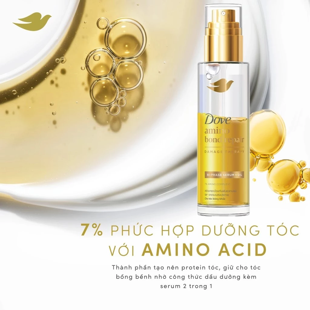 Serum Dưỡng Tóc Dove Repair Bi-phase Serum + Oil 2 Trong 1 Cho Tóc Bóng Mượt 77ml