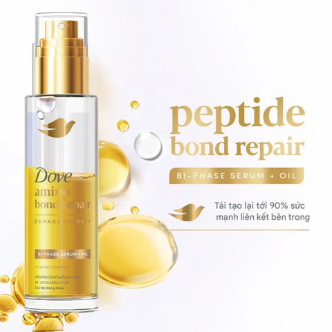Serum Dưỡng Tóc Dove Amino Bond Repair Bi-phase Serum + Oil 2 Trong 1 Cho Tóc Bóng Mượt 77ml