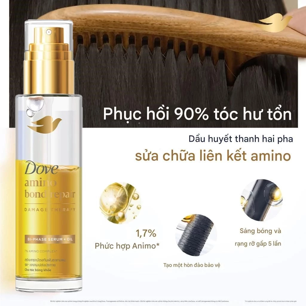 Serum Dưỡng Tóc Dove Repair Bi-phase Serum + Oil 2 Trong 1 Cho Tóc Bóng Mượt 77ml