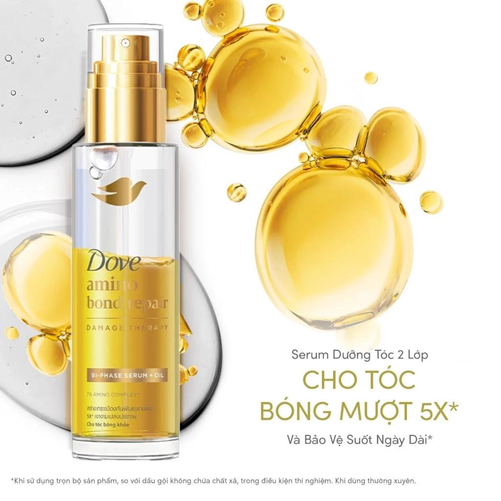 Serum Dưỡng Tóc Dove Repair Bi-phase Serum + Oil 2 Trong 1 Cho Tóc Bóng Mượt 77ml