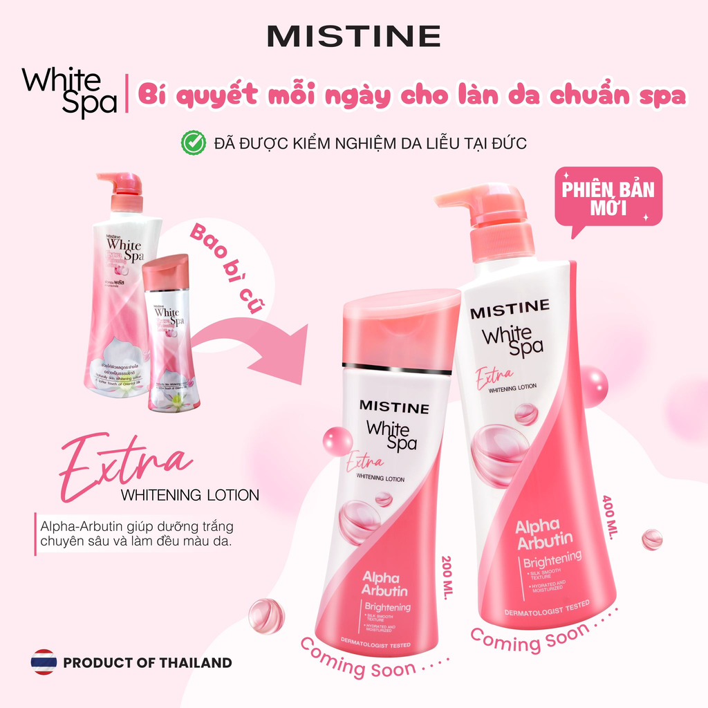 Sữa Dưỡng Thể Mistine White Spa Whitening Lotion Hỗ Trợ Làm Sáng Da 200ml