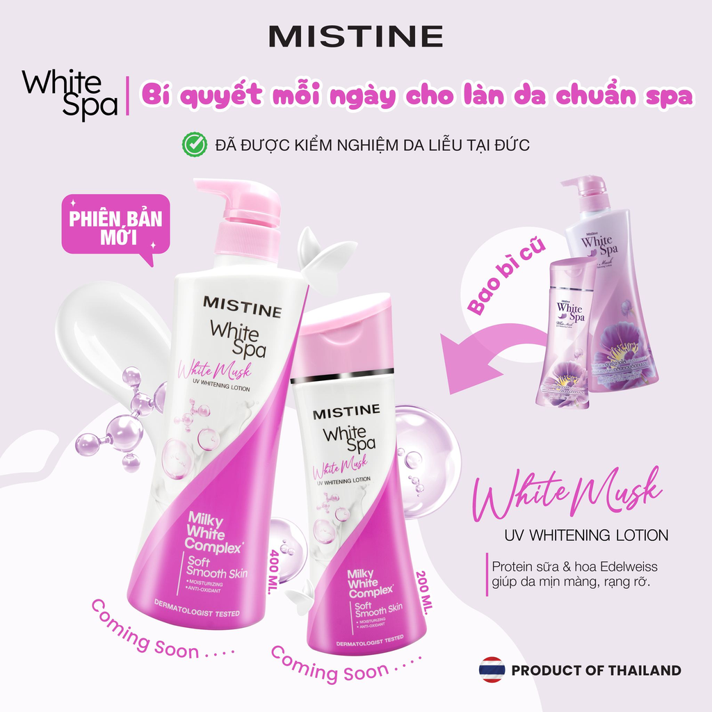 Sữa Dưỡng Thể Mistine White Spa Whitening Lotion Hỗ Trợ Làm Sáng Da 200ml