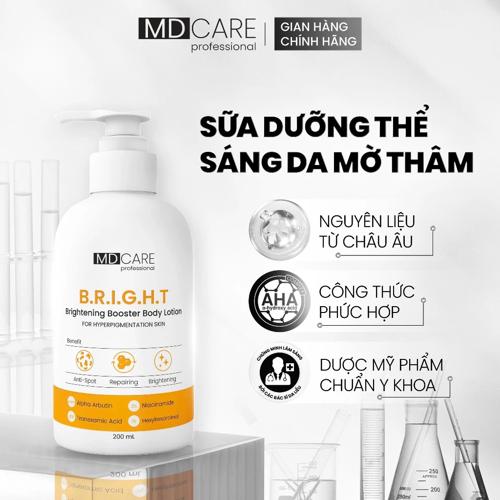 Sữa Dưỡng Thể MD Care Brightening Booster Body Lotion Sáng Da, Mờ Thâm 200ml
