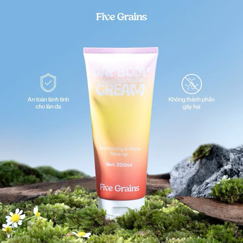 Sữa Dưỡng Thể Five Grains Niacinamide Day Body Cream - Moisturizing & White Tone-Up Sáng Da Nâng Tông Ban Ngày 200ml