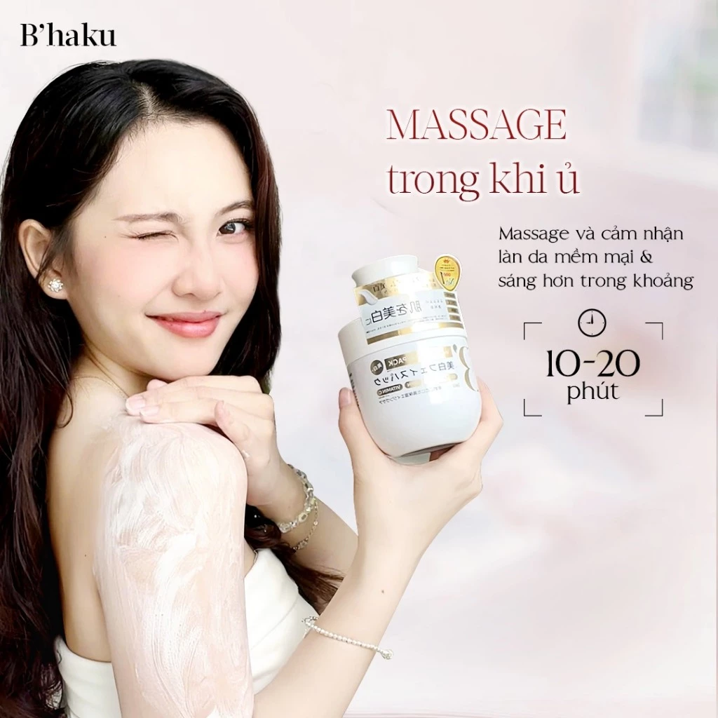 Kem Ủ Trắng B’haku Whitening Pack Dưỡng Sáng, Làm Dịu Phục Hồi Da Cháy Nắng 360ml